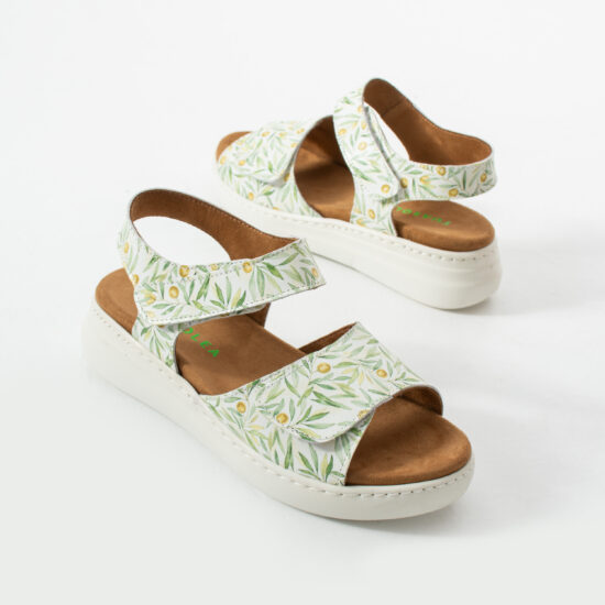 Sandalias de piel para mujer con plantillas extraíbles y velcro - vista lateral
