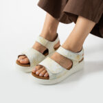 Sandalias de piel para mujer con plantillas extraíbles y velcro