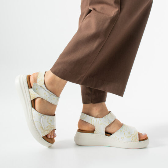 Sandalias de piel para mujer con plantillas extraíbles y velcro - Естествена кожа