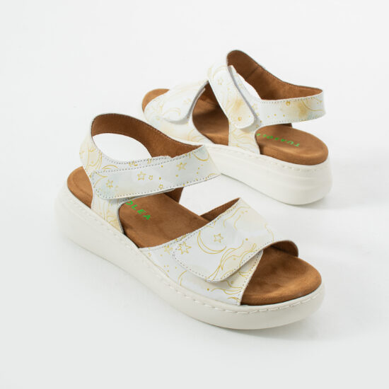 Sandalias de piel para mujer con plantillas extraíbles y velcro - vista lateral
