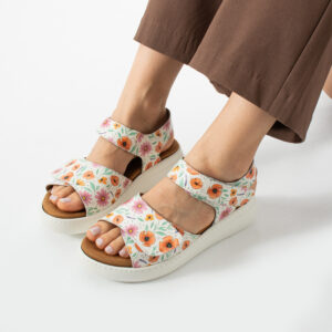 Sandalias de piel para mujer con plantillas extraíbles y velcro