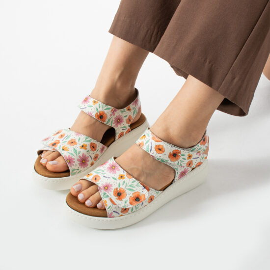 Sandalias de piel para mujer con plantillas extraíbles y velcro