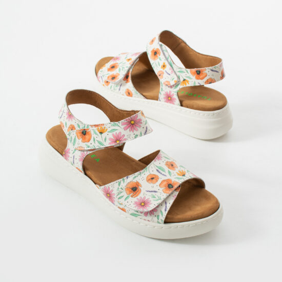 Sandalias de piel para mujer con plantillas extraíbles y velcro - vista lateral