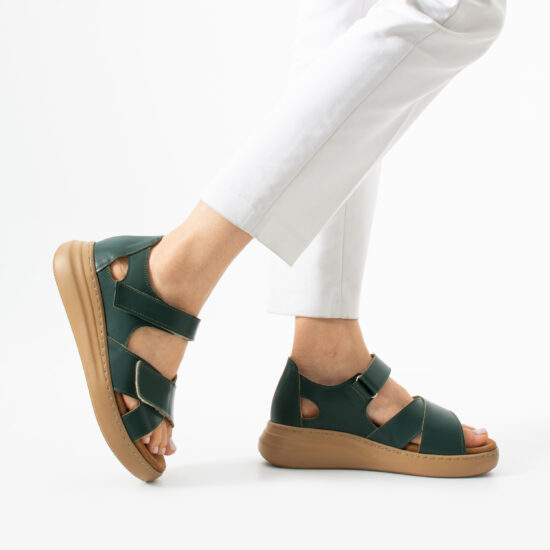 Sandalias de piel para mujer con talón cerrado y plantillas extraíbles - Естествена кожа
