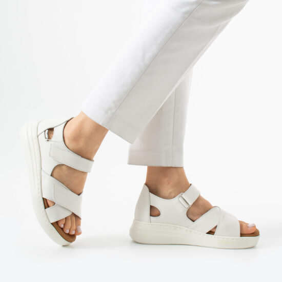 Sandalias de piel para mujer con talón cerrado y plantillas extraíbles - Естествена кожа