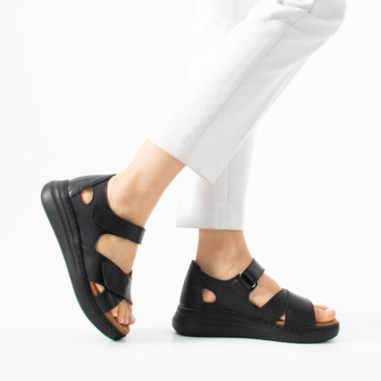 Sandalias de piel para mujer con talón cerrado y plantillas extraíbles - Естествена кожа