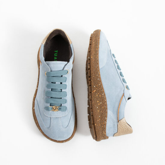 Zapatos barefoot para mujer de ante con horma ancha - vista lateral