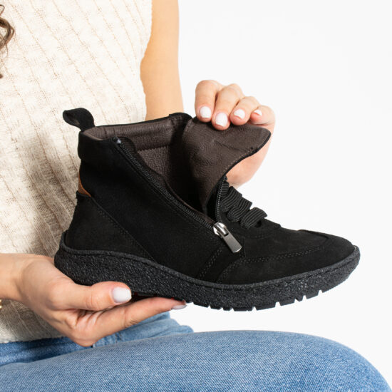Botines barefoot para mujer de piel natural con horma ancha - vista lateral