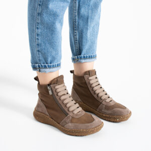 Botines barefoot para mujer de piel natural con horma ancha - TSL Barefoot North Taupe