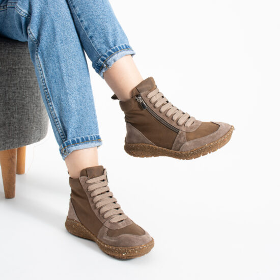 Botines barefoot para mujer de piel natural con horma ancha - Nobuk