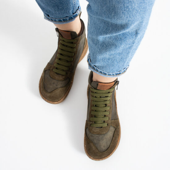 Botines barefoot para mujer de piel natural con horma ancha - Nobuk