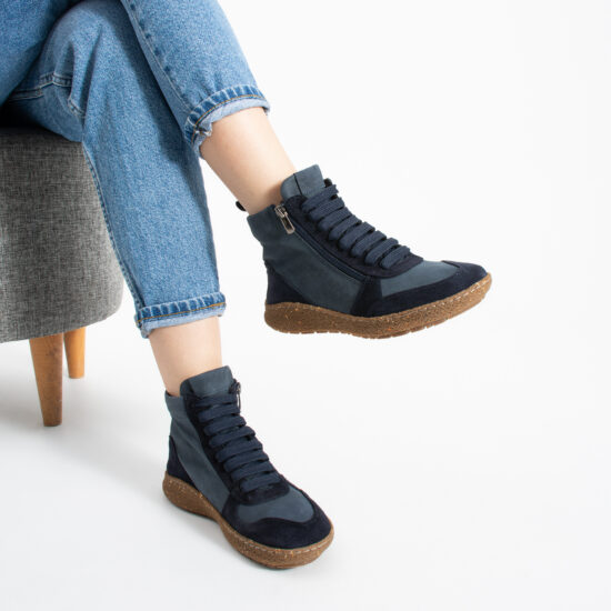 Botines barefoot para mujer de piel natural con horma ancha - Nobuk