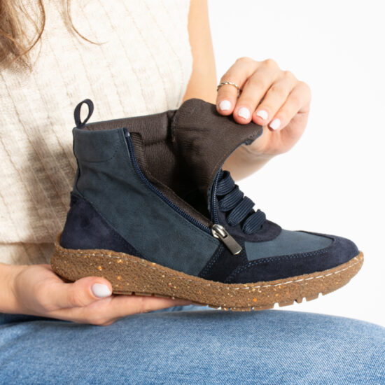 Botines barefoot para mujer de piel natural con horma ancha - vista lateral
