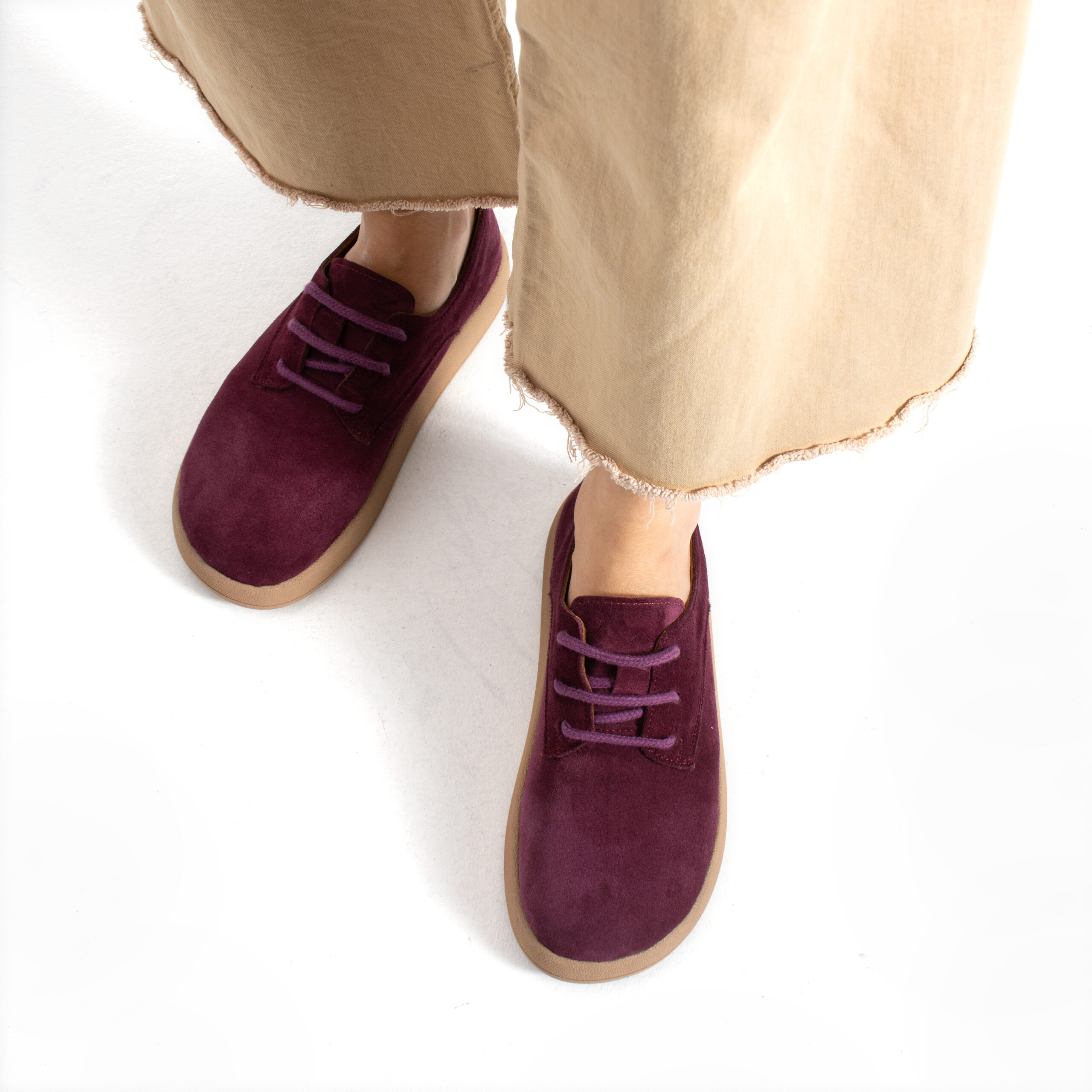 Zapatos cómodos de piel de ante con memory foam Zapatos planos de mujer 3 Zapatos planos de mujer - TSL Memory Alma Burgundy