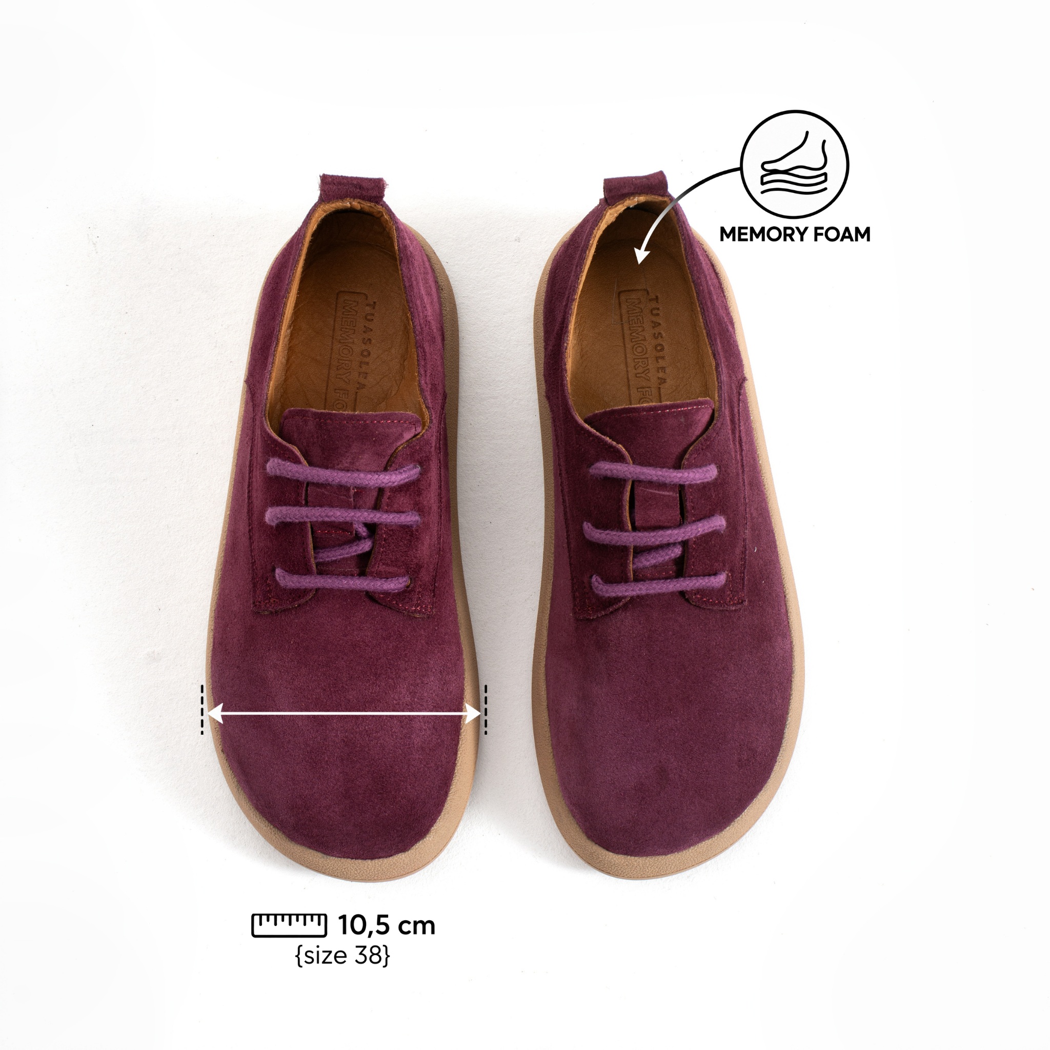Zapatos cómodos de piel de ante con memory foam Zapatos planos de mujer 6 Zapatos cómodos de piel de ante con memory foam - vista lateral