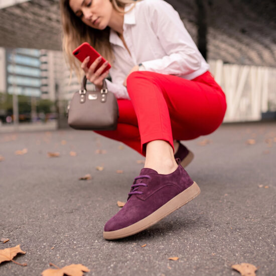 Zapatos cómodos de piel de ante con memory foam Zapatos planos de mujer 18 Zapatos cómodos de piel de ante con memory foam - TSL Memory Alma Burgundy - 9