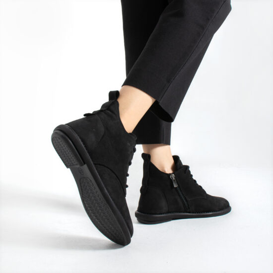 Botines de mujer de nobuk con espuma viscoelástica Botines de mujer 12 TSL Memory Nora Black - Negro - Nobuk