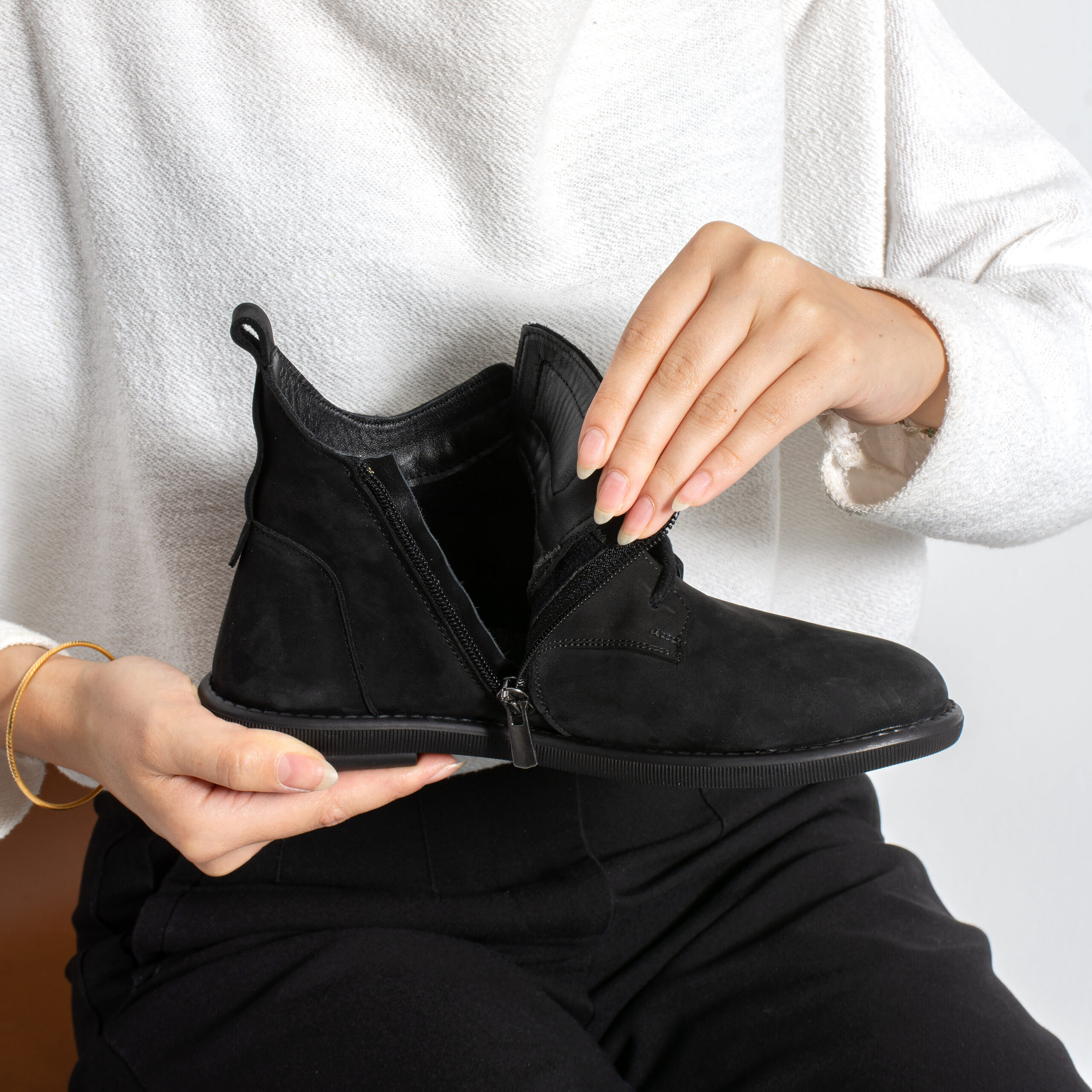 Botines de mujer de nobuk con espuma viscoelástica Botines de mujer 6 Botines de mujer de nobuk con espuma viscoelástica - vista lateral