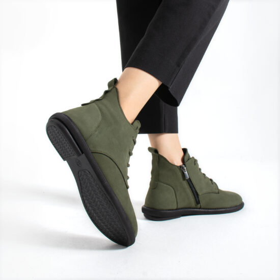 Botines de mujer de nobuk con espuma viscoelástica Botines de mujer 13 TSL Memory Nora Olive - Verde - Nobuk