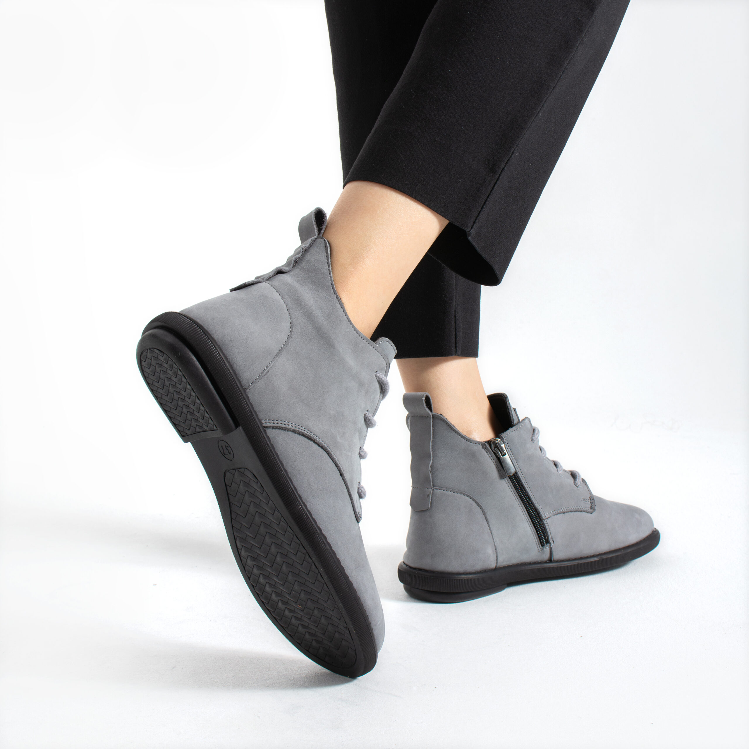 Botines de mujer de nobuk con espuma viscoelástica Botines de mujer 5 TSL Memory Nora Grey - Gris - Nobuk