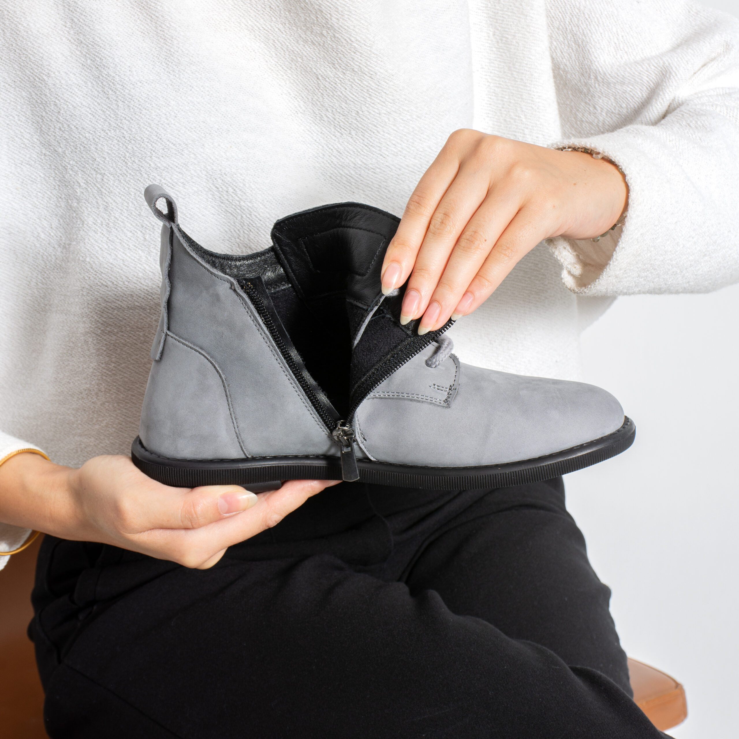 Botines de mujer de nobuk con espuma viscoelástica Botines de mujer 6 Botines de mujer de nobuk con espuma viscoelástica - vista lateral
