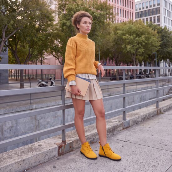 Botines de mujer de nobuk con espuma viscoelástica Botines de mujer 9 Botines de mujer de nobuk con espuma viscoelástica - Amarillo