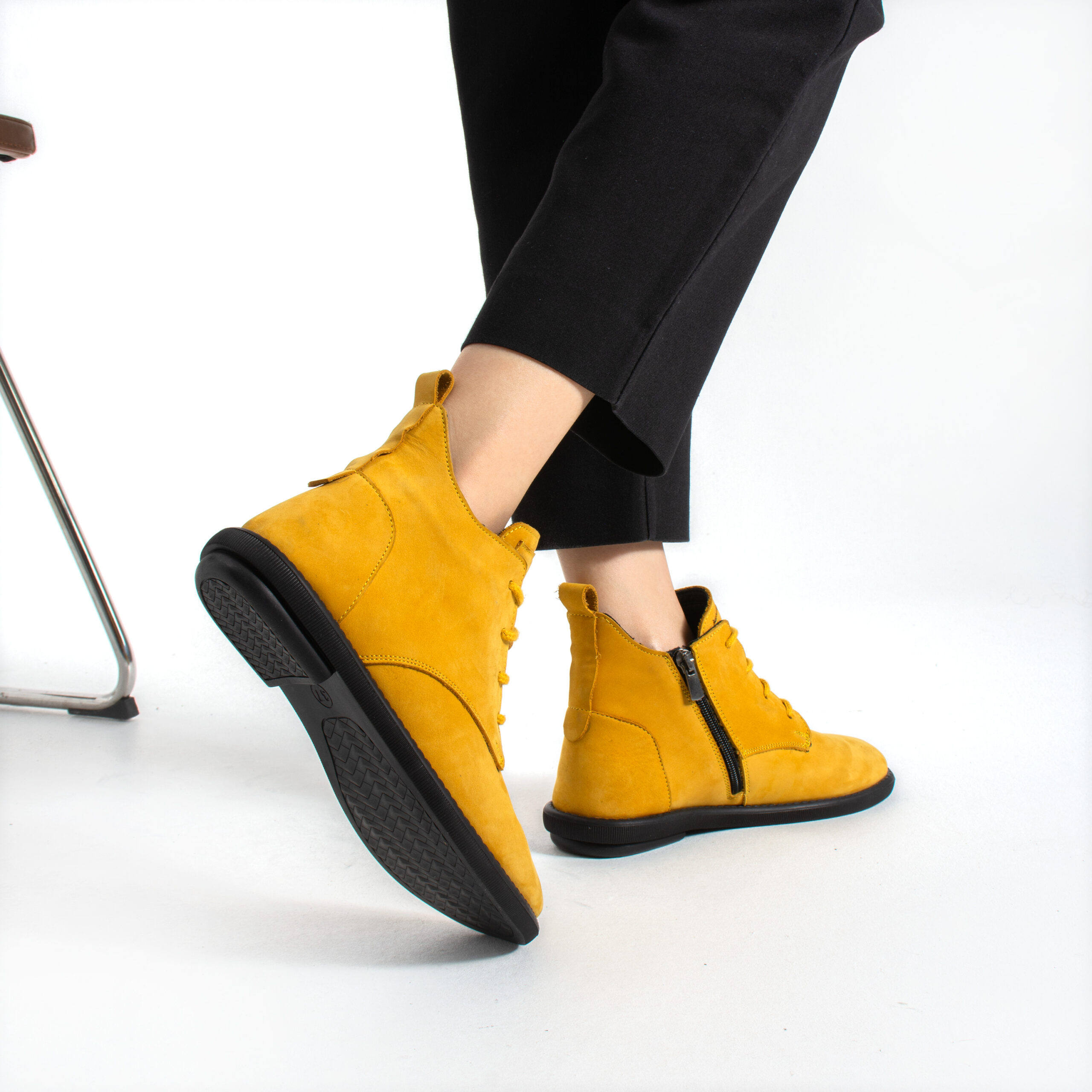Botines de mujer de nobuk con espuma viscoelástica Botines de mujer 5 TSL Memory Nora Ochre - Amarillo - Nobuk