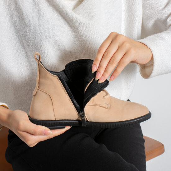Botines de mujer de nobuk con espuma viscoelástica - vista lateral