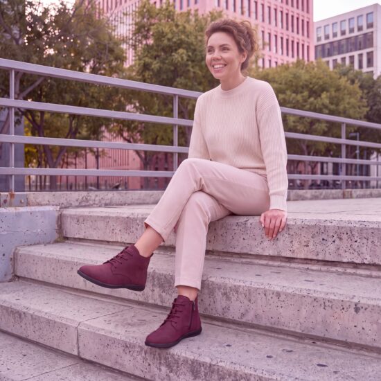 Botines de mujer de nobuk con espuma viscoelástica Botines de mujer 9 Botines de mujer de nobuk con espuma viscoelástica - Rojo