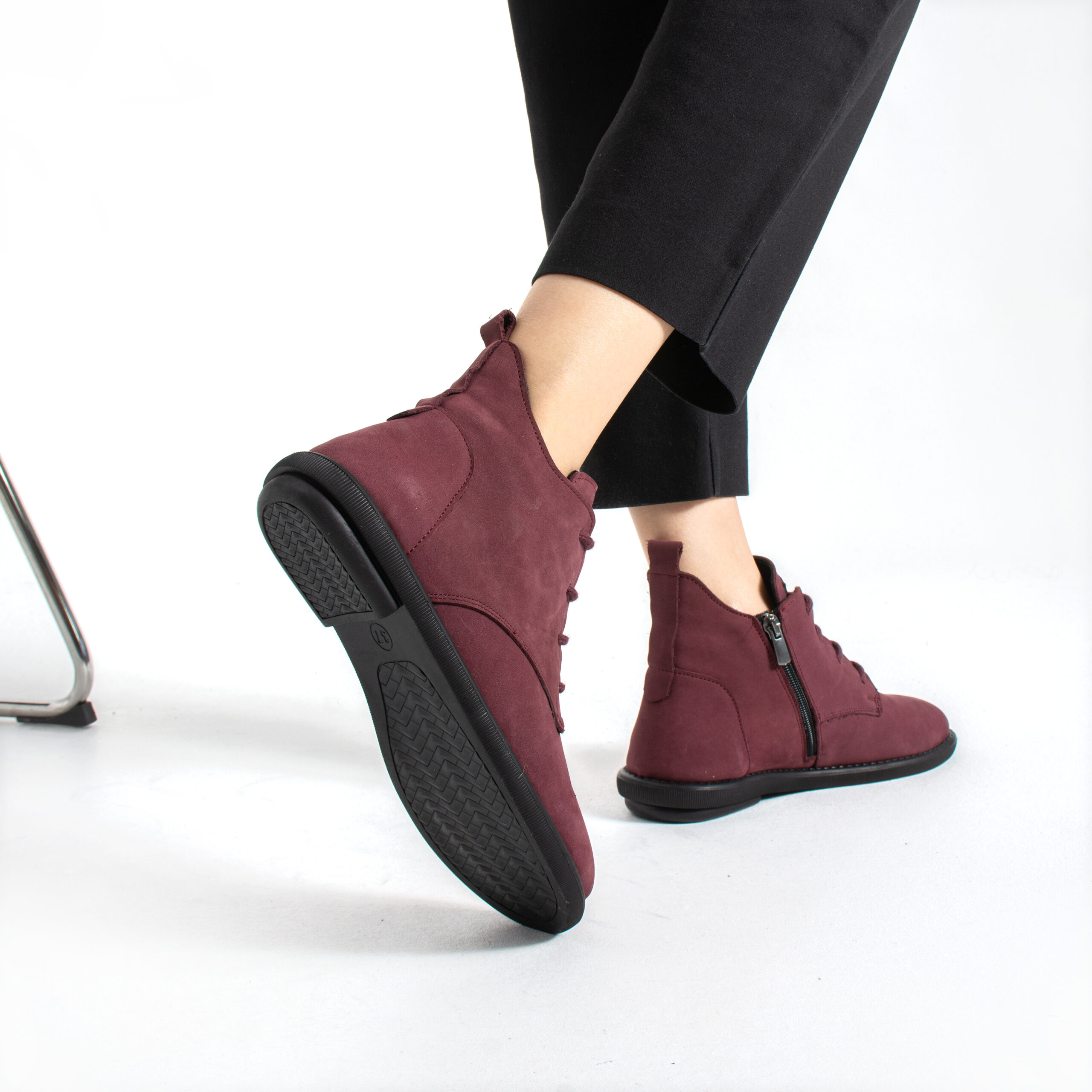 Botines de mujer de nobuk con espuma viscoelástica Botines de mujer 5 TSL Memory Nora Burgundy - Rojo - Nobuk