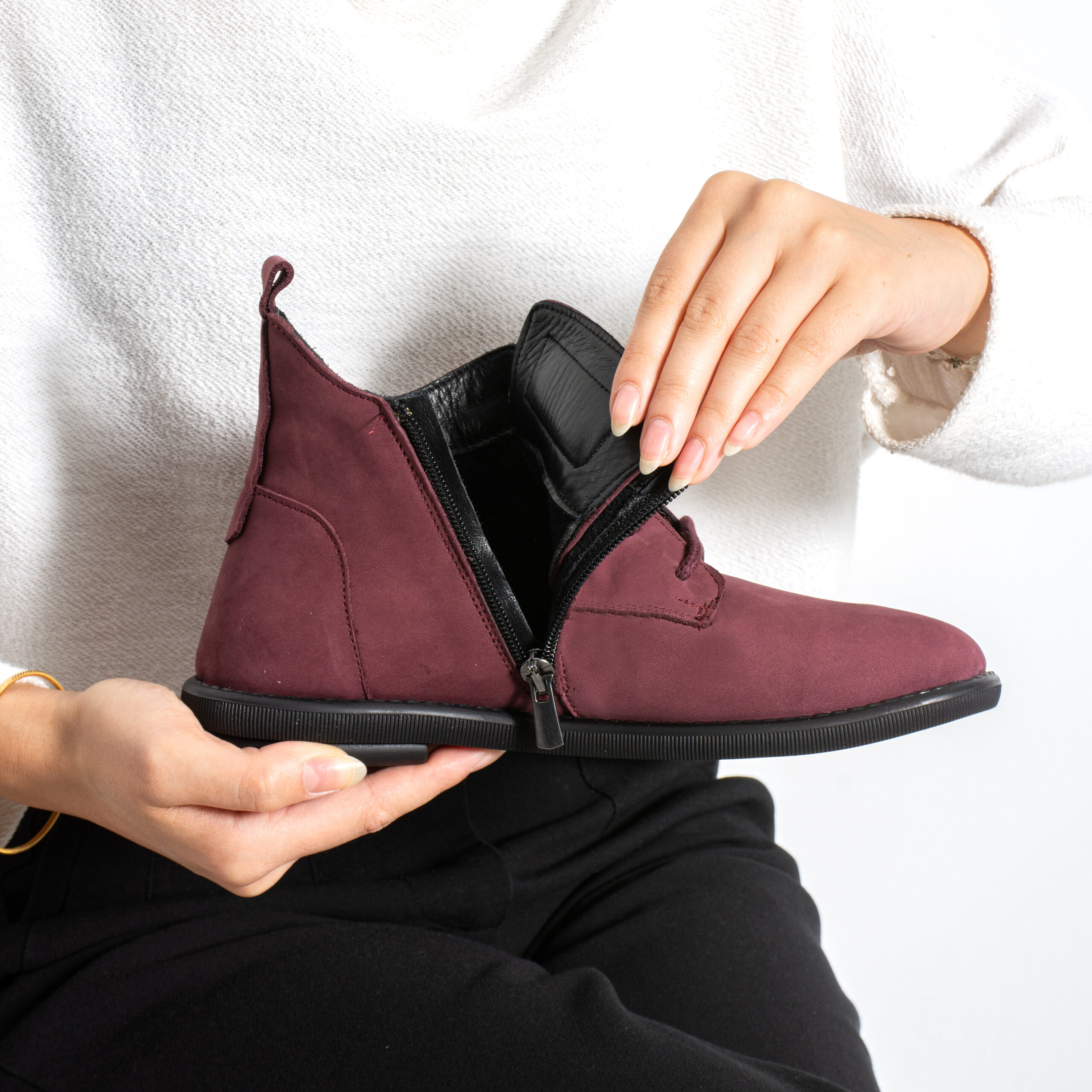 Botines de mujer de nobuk con espuma viscoelástica Botines de mujer 6 Botines de mujer de nobuk con espuma viscoelástica - vista lateral