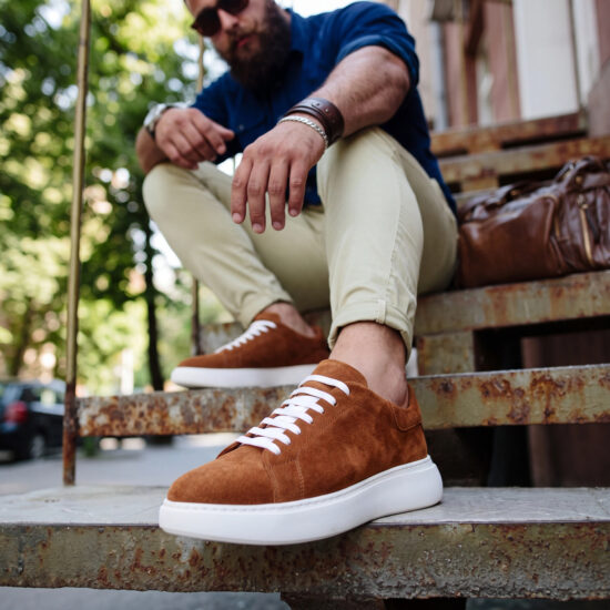 Zapatillas casual para hombre de ante - Marrón