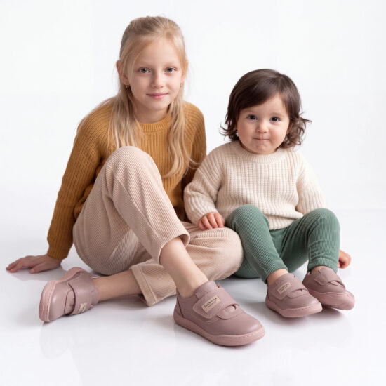 Zapatos barefoot para niños de piel natural - Rosa