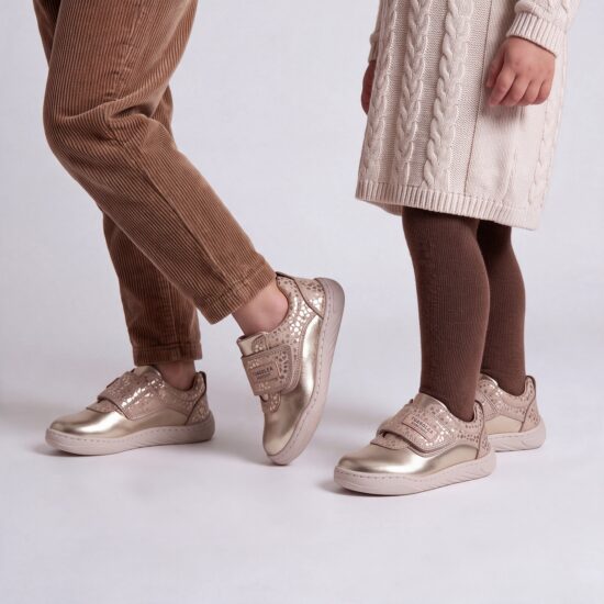 Zapatos barefoot para niños de piel natural - Dorado - 10
