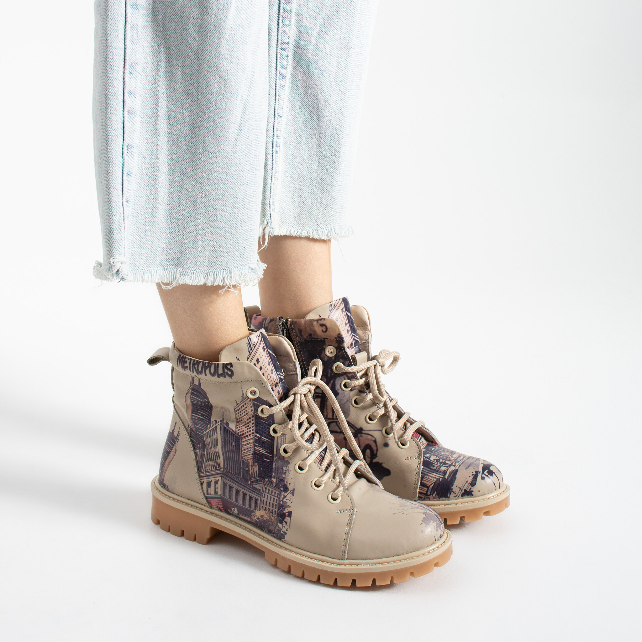 Botas de mujer de piel con estampado colorido Botines de mujer Botas de mujer de piel con estampado colorido - TSL Memory Rebel Metropoli