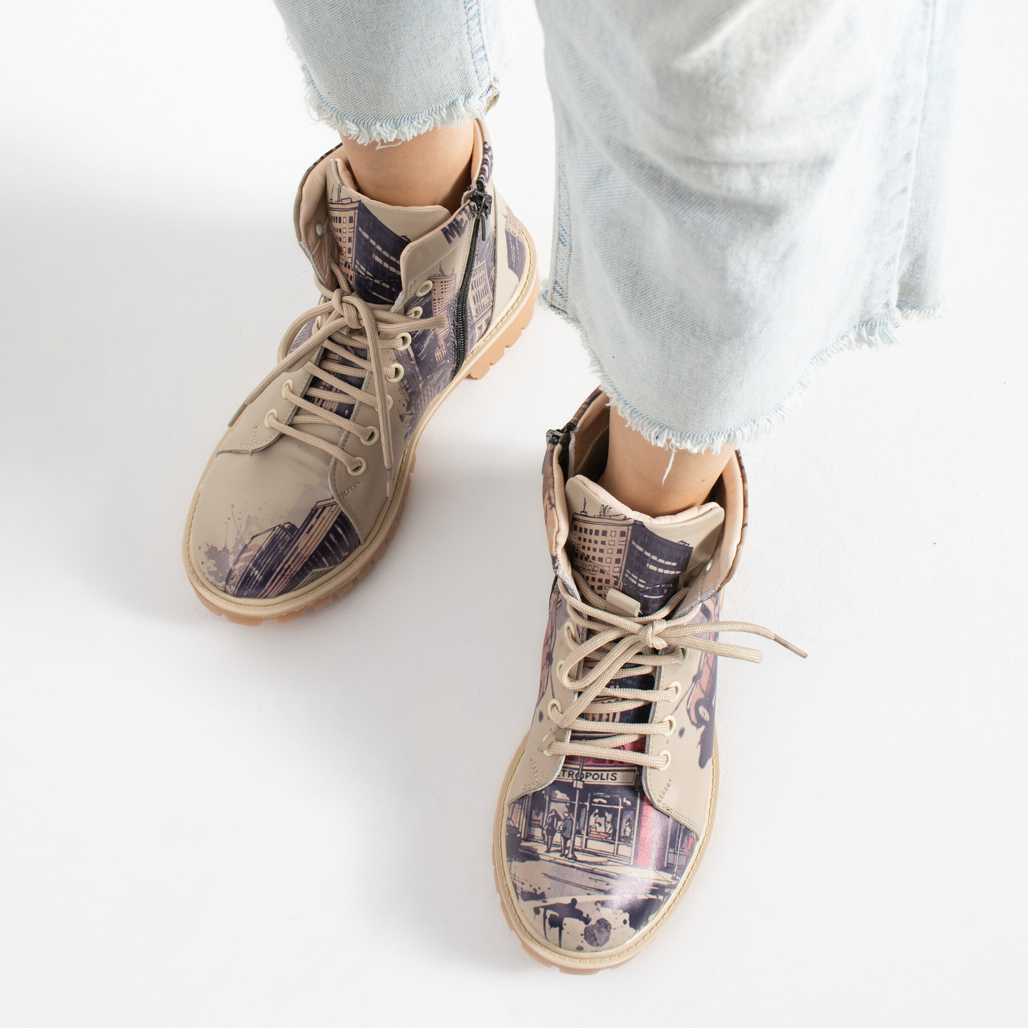 Botas de mujer de piel con estampado colorido Botines de mujer 3 Botines de mujer - TSL Memory Rebel Metropoli