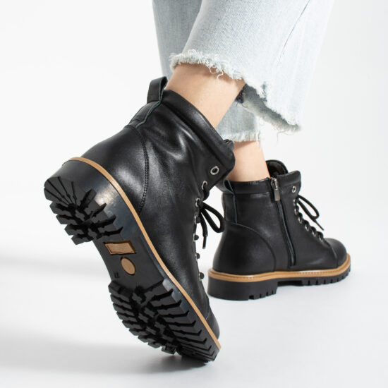 Botas negras de mujer de piel Botines de mujer 12 TSL Memory Rebel Black - Negro - Piel