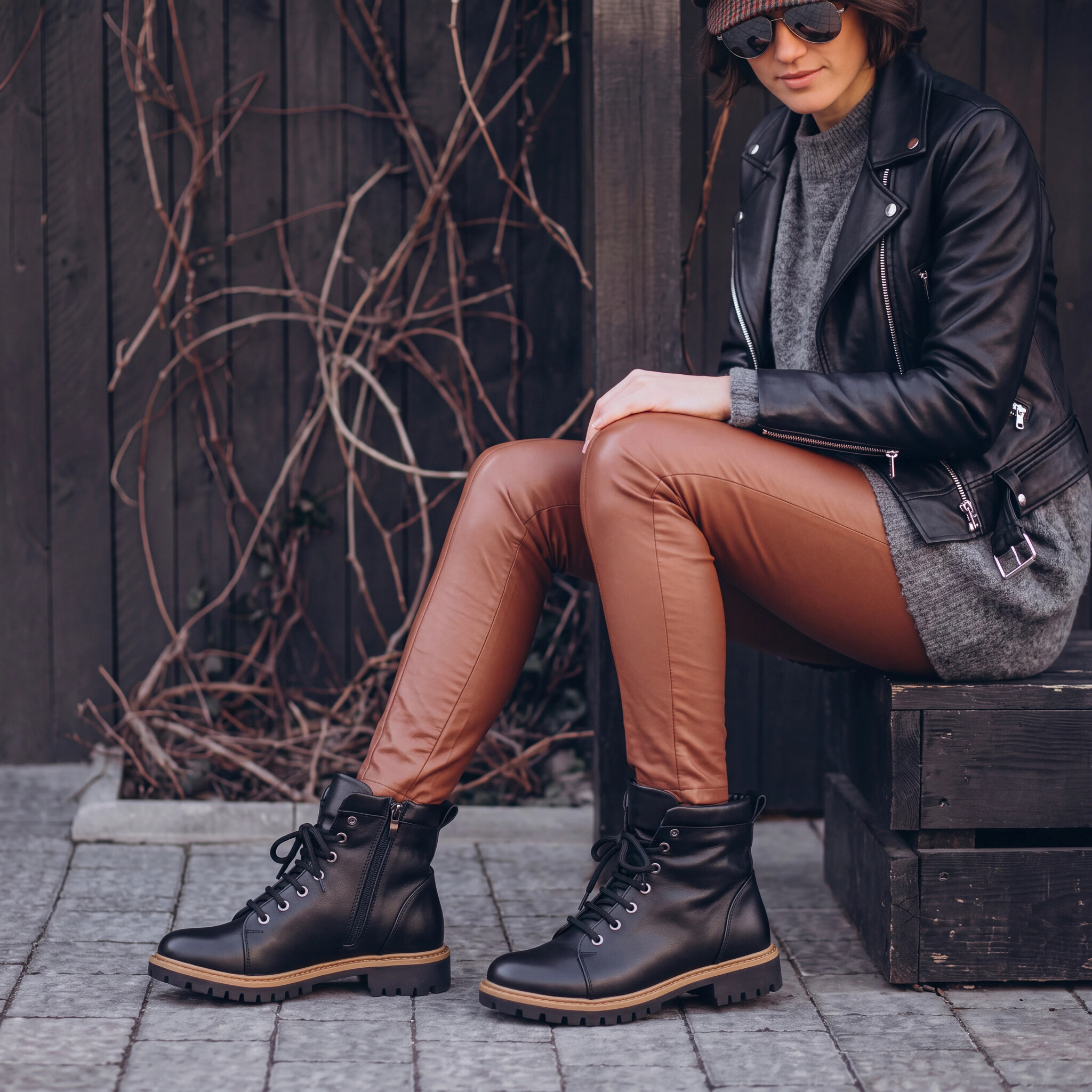 Botas negras de mujer de piel Botines de mujer 7 Botas negras de mujer de piel - vista superior