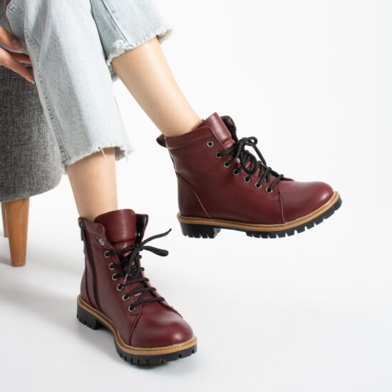 Botas burdeos de mujer de piel Botines de mujer 11 Botas burdeos de mujer de piel - Piel