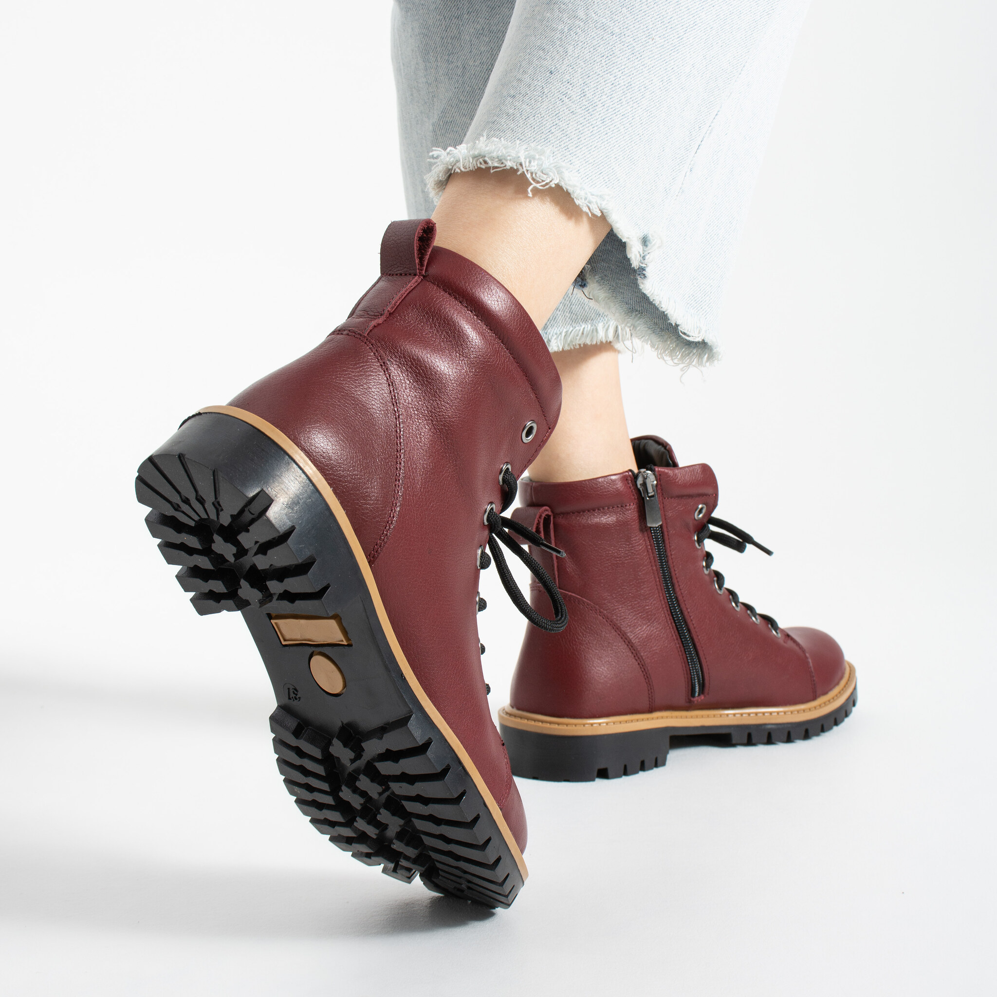 Botas burdeos de mujer de piel Botines de mujer 5 TSL Memory Rebel Ruby - Rojo - Piel