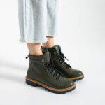 Botas verdes de mujer de piel