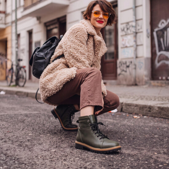 Botas verdes de mujer de piel - Verde