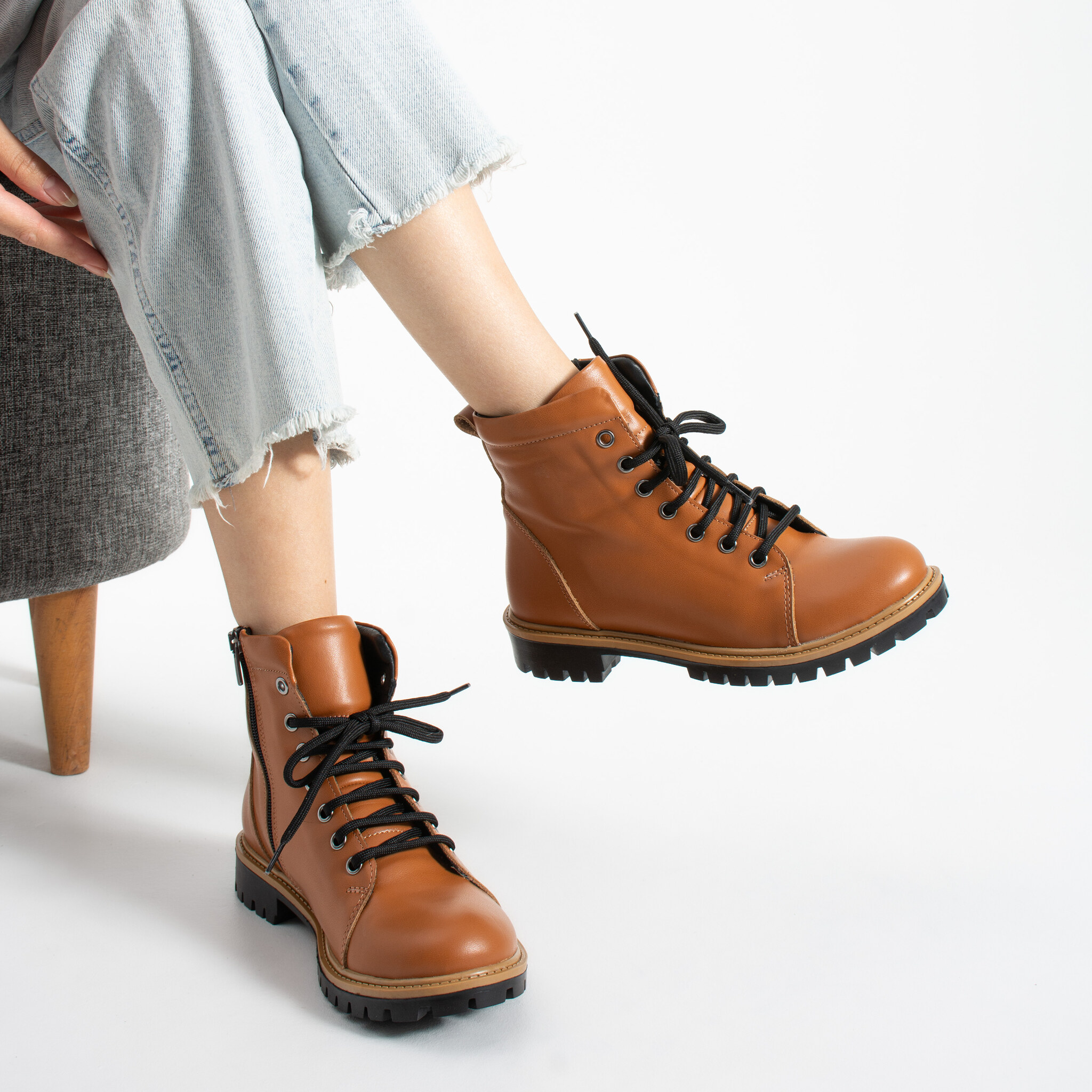 Botas marrones de mujer de piel Botines de mujer 4 Botas marrones de mujer de piel - Piel