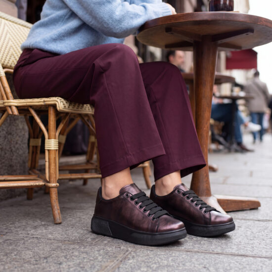 Zapatillas casual de mujer de piel - Rojo