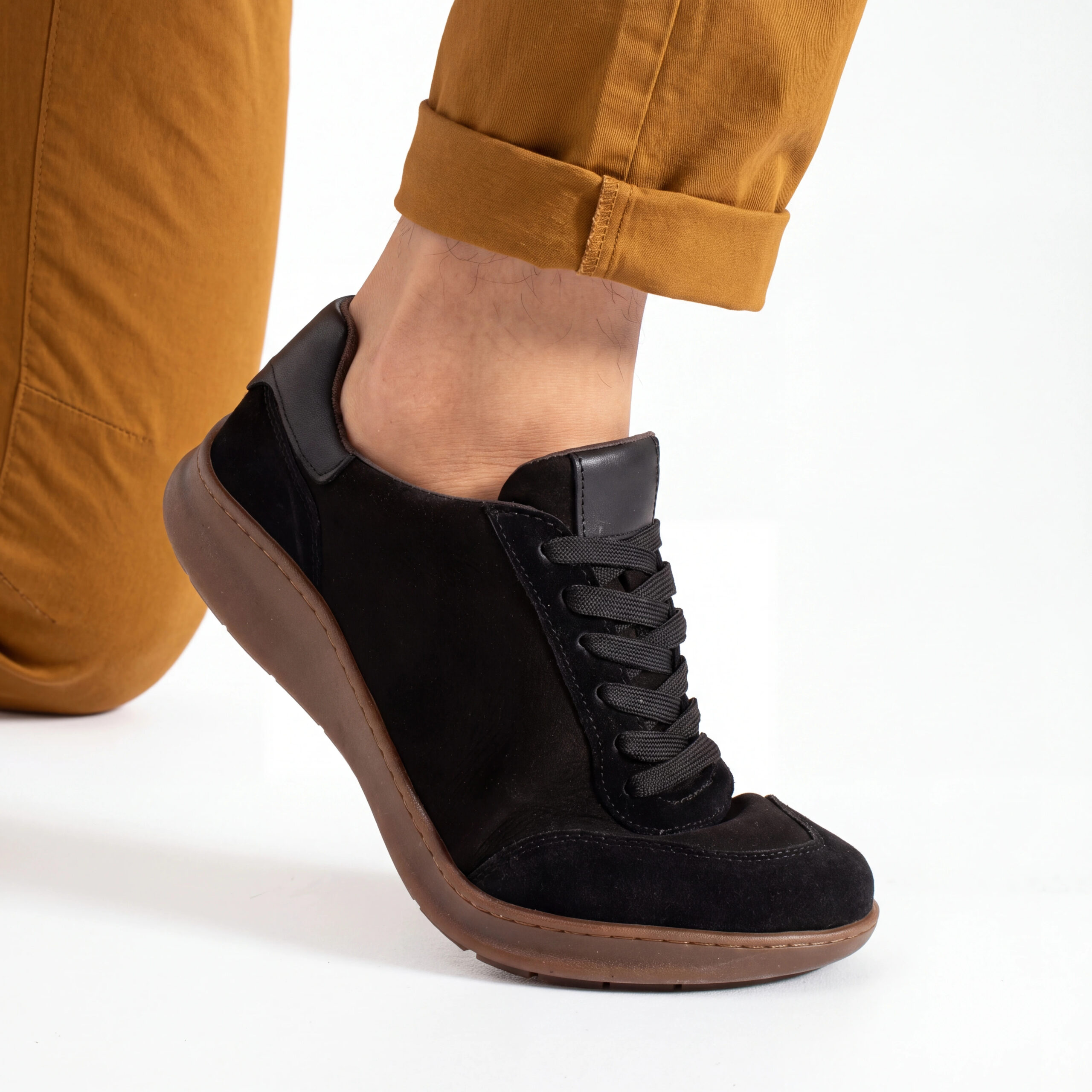 Zapatillas barefoot para hombre de piel natural Zapatillas casual para hombre 5 TSL Barefoot Atlas Black - Negro - Nobuk